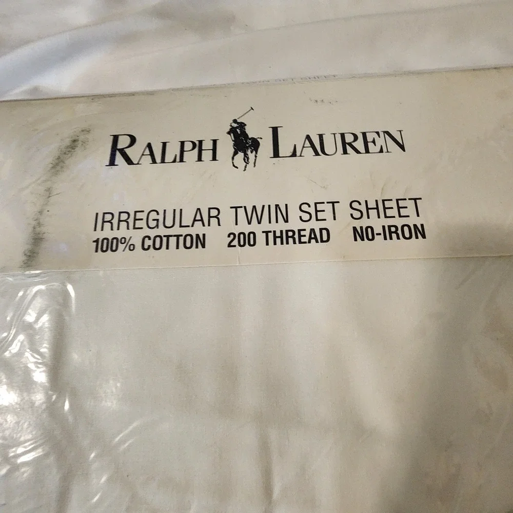 RALPH LAUREN WHITE IRREGULAR TWIN/TWIN XL FLAT SHEET 66 X 96 100% COTTON - Picture 2 of 4